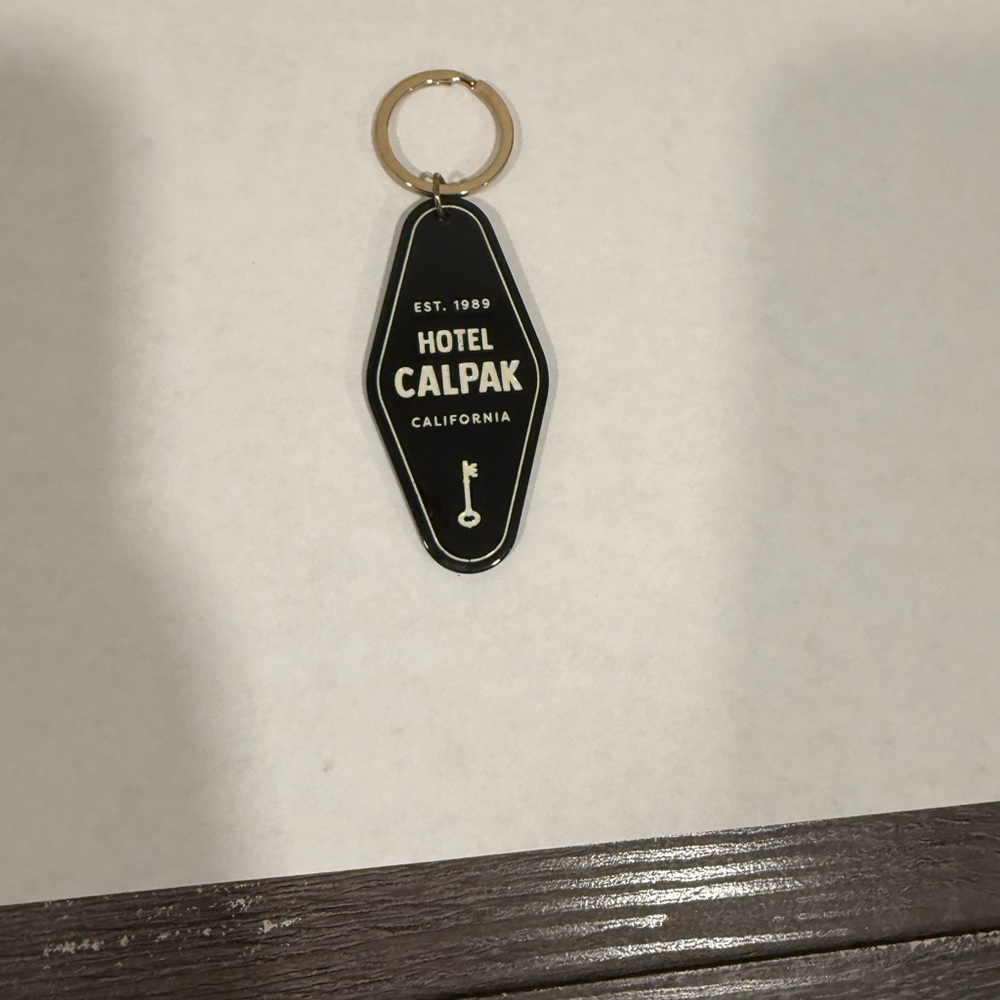 Calpak Black Keychain with Gold Ring